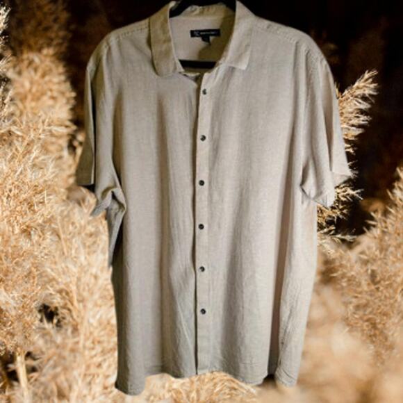 International Concepts INC XLG short sleeve causal button down linen blend shirt - Picture 1 of 1